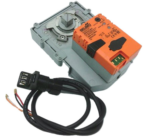 Belimo ARQX24-MFT, electronic actuator for controlling valves with a robust design and integrated wiring harness.