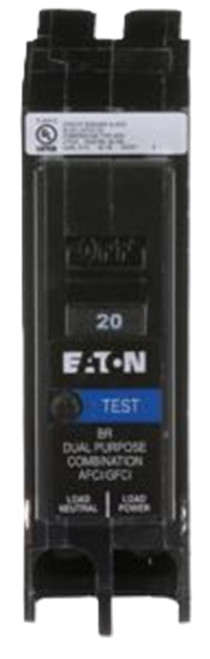 Eaton BRN120DF Circuit Breaker, BR Type, Dual Function AF/GF, 1-Pole, 20A [New]