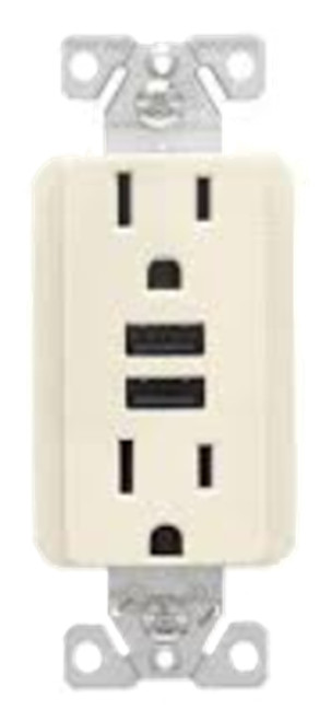 Eaton TR7765LA-KB-LW Combination USB With Duplex Receptacle, 15A [New]