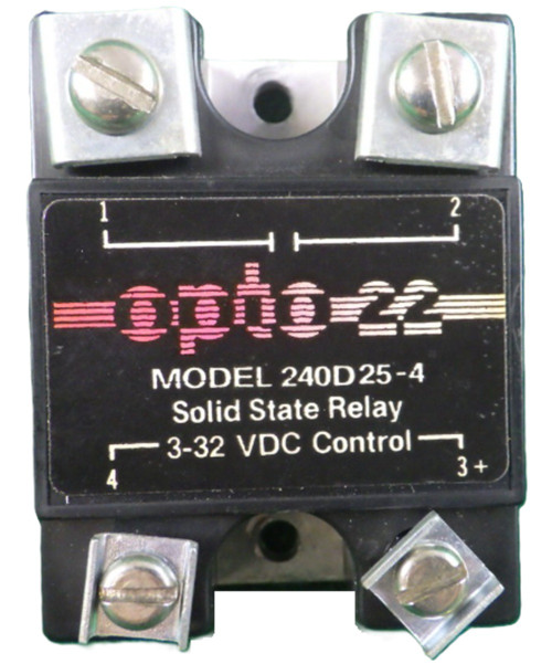 Opto 22 240D25-4 240 VAC, 25 Amp, DC Control Solid State Relay (SSR) [Refurbished]
