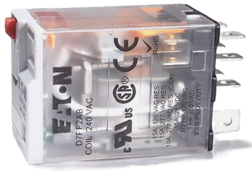 Eaton D7PF2AB General Purpose Plug-In Relay, 220/240V Coil, DPDT [New]