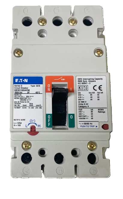Eaton GES3160AFM Circuit Breaker, Series G, 160A, 3-Pole [New]