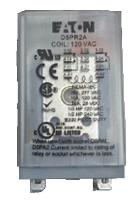 Eaton D5PR2A General Purpose Relay, 110 Vdc, DPDT, Test Button [New]