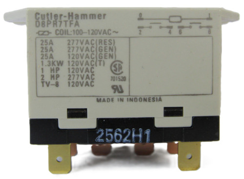 Eaton D8PR7TFA Plug-In Relay, Flange Mount, 120V Coil, DPST-NO [New]