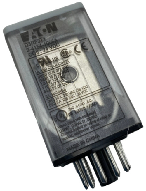 Eaton D3RF3T1 Relay, 3PDT, Octal Base, 10A, 24VDC Coil [New]