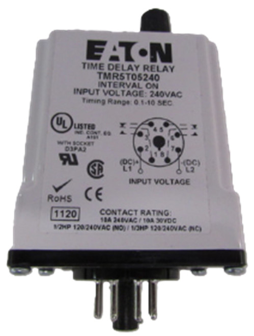 Eaton TMR5T05240 Time Delay Relay, 8 Pin Octal, 0.1-10 Sec, 240 V [New]