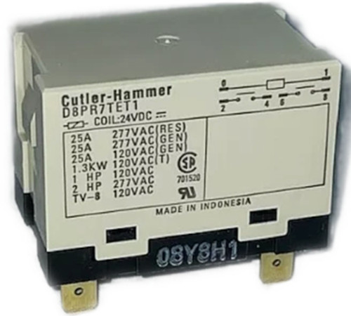Eaton D8PR6TET1 Plug-In Relay, 24 Vdc Coil, SPST-NO, 30A [New]
