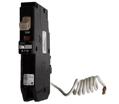 Eaton CHFGFT120 GFCI Circuit Breaker, 20A, 1-Pole, Plug-On, GF With Flag [New]