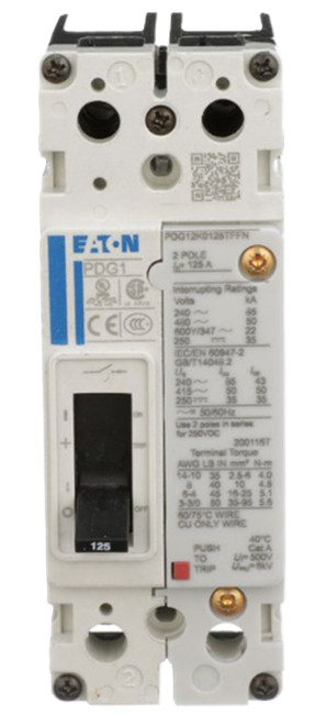 Eaton PDG12C0030TFFJ Power Defense Circuit Breaker, 30A, 18kA/480V, 2-Pole [New]