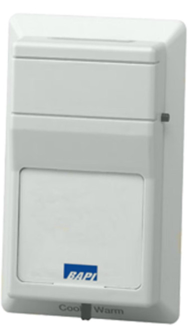 BAPI BA/10K-3-R82L6-N-DF-BW, electrical enclosure or junction box with a white finish and BAPI logo, designed for HVAC system controls.