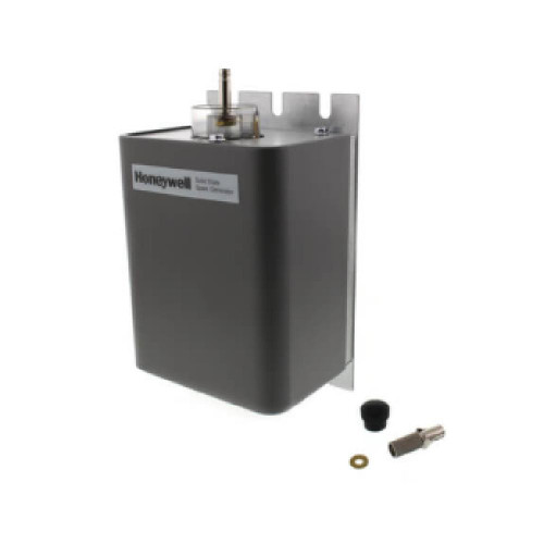 Honeywell product, industrial electronic component with a metallic and black enclosure, mounted with a shaft and accompanied by small accessories.