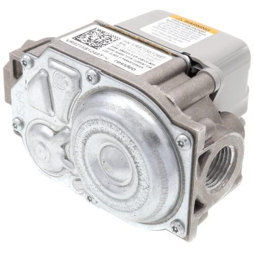 Honeywell product, industrial valve or actuator component with metallic and white parts, QR code, and connection ports.