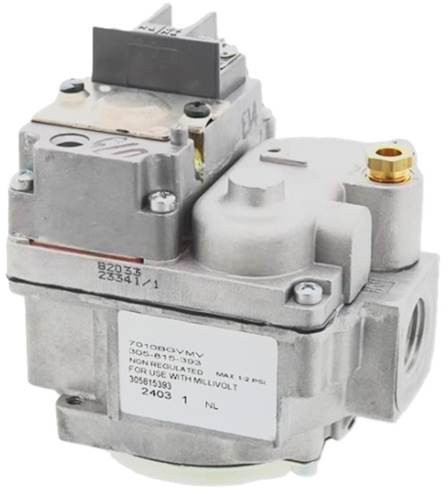 Honeywell Gas Regulator, industrial gas pressure control device with metallic body and brass connection.