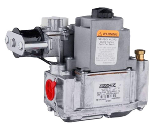 Honeywell industrial valve, metallic control valve with warning label for explosion hazard.