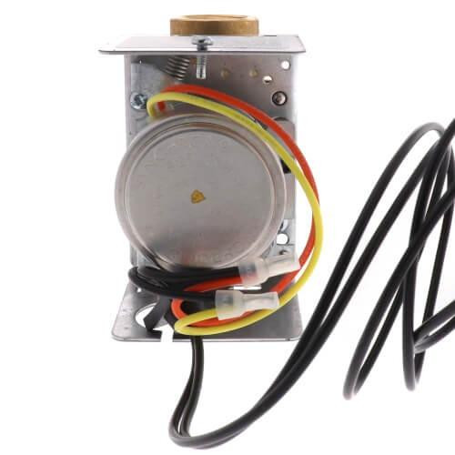 Honeywell, electrical component with metal casing, wires, and mounting hardware for industrial or HVAC applications.