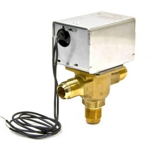 Honeywell solenoid valve, industrial brass valve with electrical control component and wiring.