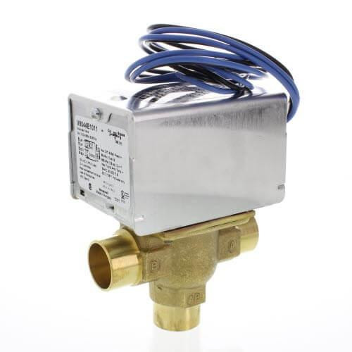 Honeywell product, a solenoid valve with wiring and metallic body for controlling water or gas flow.