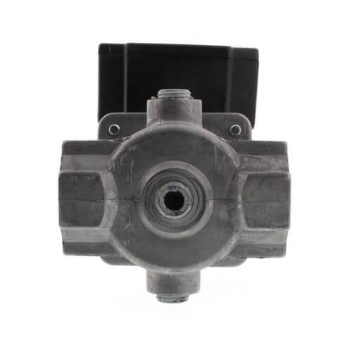 Honeywell, industrial valve or component with metallic and black plastic parts.