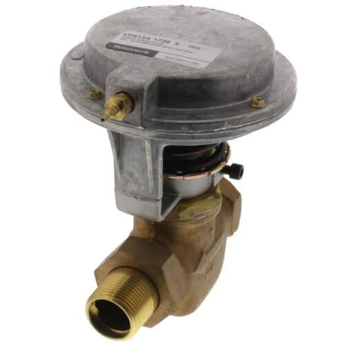 Honeywell gas valve, industrial control valve with metallic and brass components.