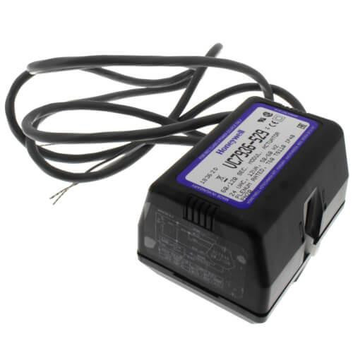 Honeywell Power Adapter, an image showing a black Honeywell power adapter with a braided wire extending from it.