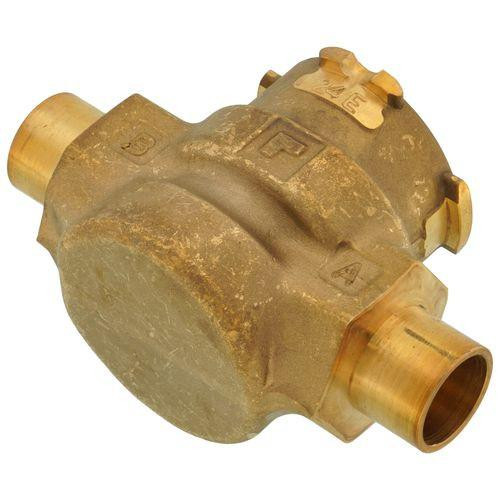 Honeywell, industrial brass valve with multiple ports and brass fittings.