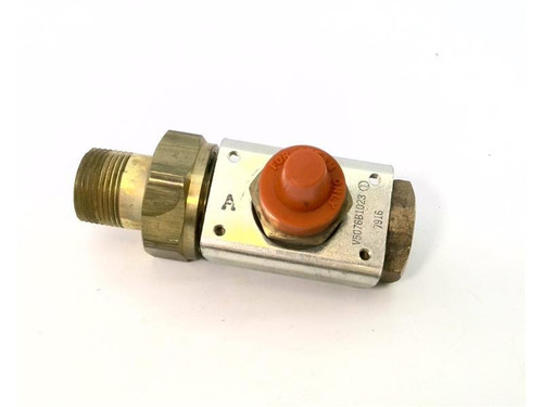 Honeywell pressure relief valve, industrial safety component with brass and metal parts, and an orange adjustment knob.
