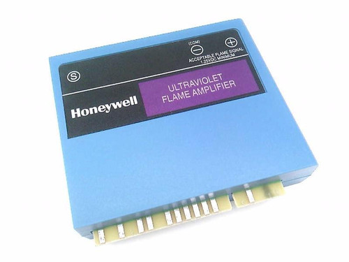 Honeywell UltraViolet Flame Amplifier, blue electronic device with purple display screen