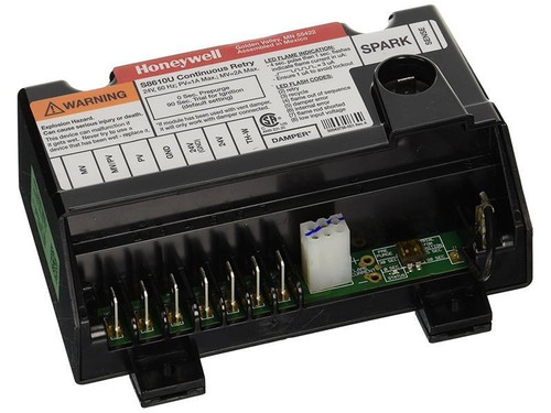 Honeywell, S8610U Continuous Relay sensor device with internal electronic components and wiring for automation control.