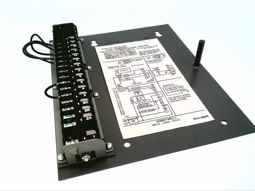 Honeywell Product, electronic control panel with wiring terminal block and wiring diagram for industrial fire alarm system.