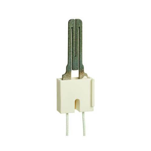 Honeywell product, a heating element or thermostat component with white plastic casing and two metal heating strips.