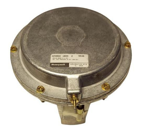 Honeywell product, industrial sensor or component with metallic casing and electrical connectors.