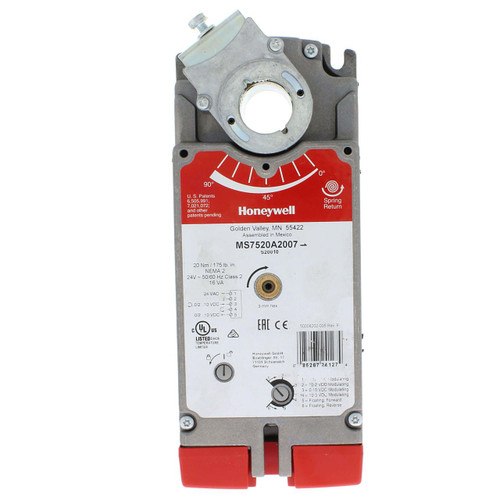 Honeywell temperature limiter switch, industrial safety device with red control dial and wiring terminals.