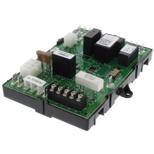 Honeywell product, green circuit board with various electronic components and connectors.