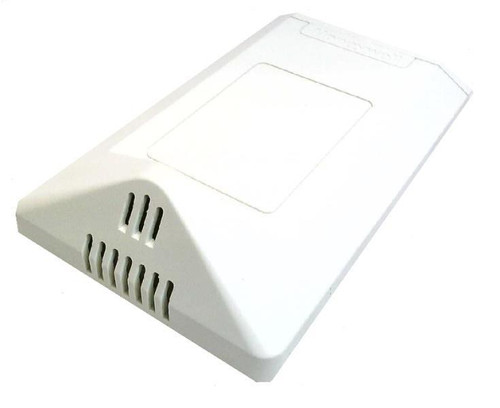 Honeywell, white electronic device with vents and a central square panel, likely a home security or automation product.