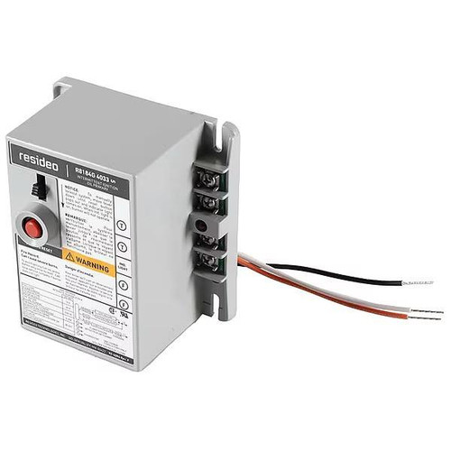 Honeywell ResidEx R81 8464 4033 U industrial temperature controller, gray metal box with wiring terminals and adjustment buttons.