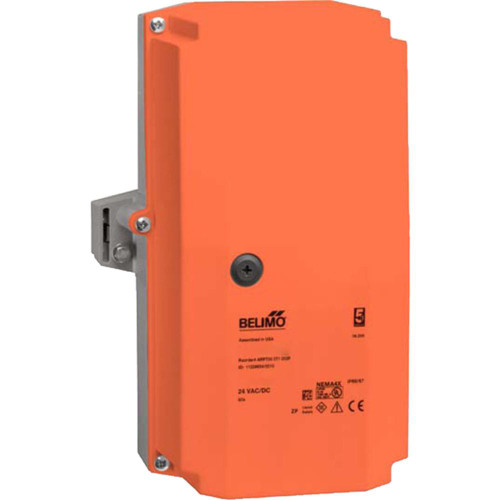 Belimo actuator, orange industrial control device for automation systems.