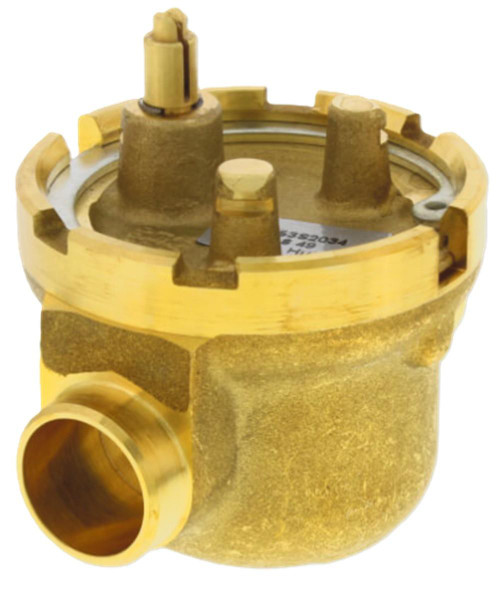 Honeywell product, gold-colored mechanical component with cylindrical and threaded parts.