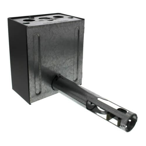 Honeywell product, industrial component featuring a large black box with a connected cylindrical metallic part extending from it.