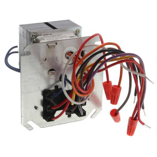 Honeywell electrical component, metal box with multiple colorful wires and connectors for heating and cooling systems.