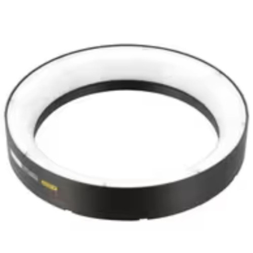 Keyence, ring-shaped sensor device used for industrial automation and quality control.