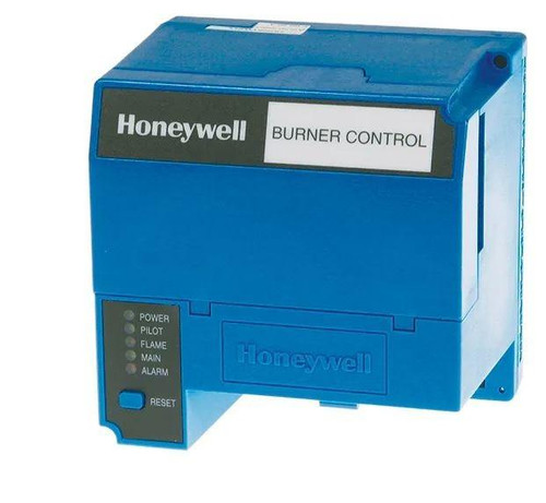 Honeywell Burner Control, blue electronic device for controlling burners in heating systems.