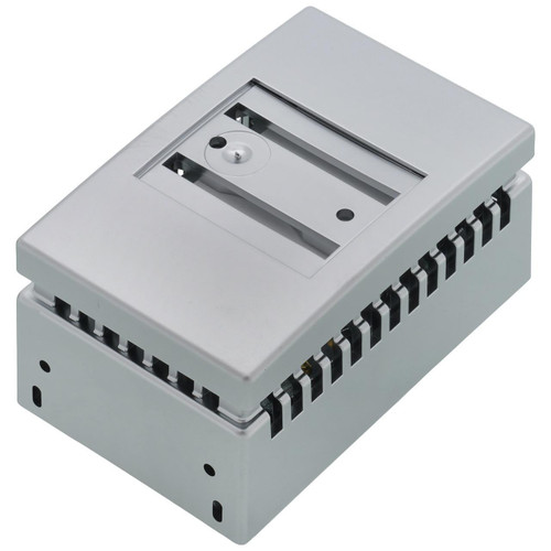 Honeywell Electrical Junction Box, gray plastic electrical box with ventilation slots and mounting area for electrical connections.