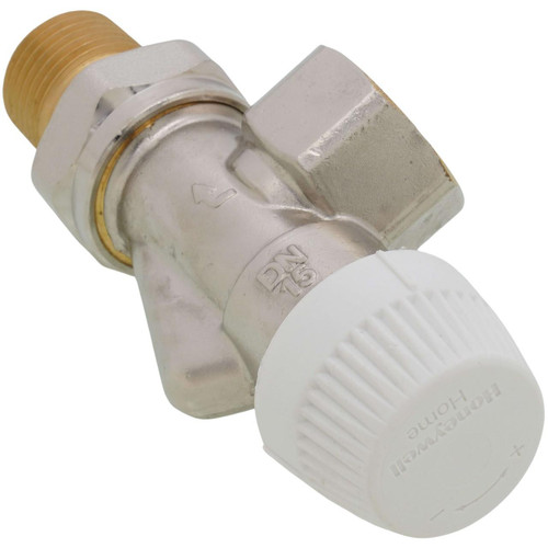 Honeywell product, a metallic valve with a white control dial.