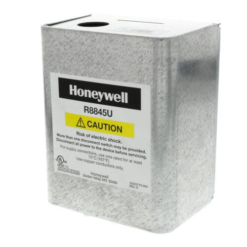 Honeywell R8845U, industrial electronic component or device with caution warning label.
