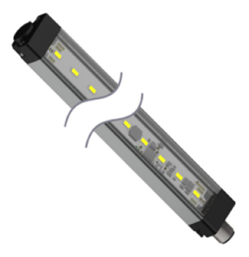 Product Banner, LED light bar with multiple yellow LED lights and a metallic body, used for lighting or illumination.