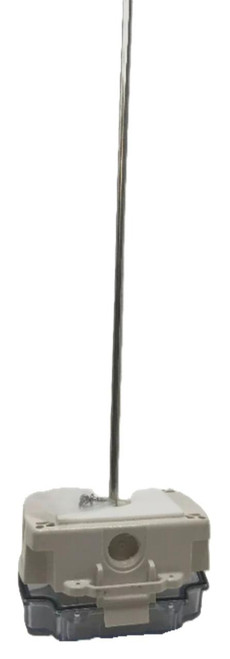 Automated Logic, sensor device with a long metal probe and a white and gray base for building automation systems.