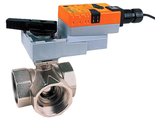 Belimo, electric valve actuator on a brass valve
