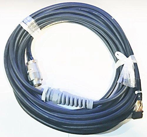 Kawasaki Robotics product, industrial robotic cable with connectors and protective sheathing for robotic automation.