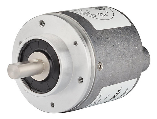 Allen-Bradley 843E-MIP4BA1-00HXMYRF industrial motor, cylindrical shape with metallic body and shaft, used for automation and machinery.