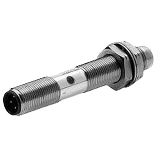 Allen-Bradley 871TM-DR2NE12-D4, industrial sensor with metal threaded cylindrical body and multiple pin connector at one end.